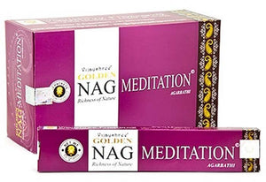 Golden Nag Meditation Incense - 15 Gram Pack (12 Packs Per Box)