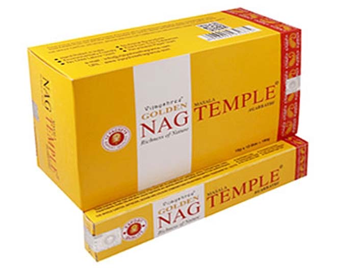 Golden Nag Temple Incense - 15 Gram Pack (12 Packs Per Box)