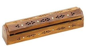Star Wooden Incense Box Burner - 12"L - Sold as as Set of  2