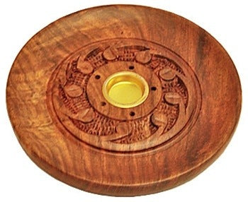 Wooden Burner Brass in Center for Sticks & Cones - 4"D - Sold as as Set of  6