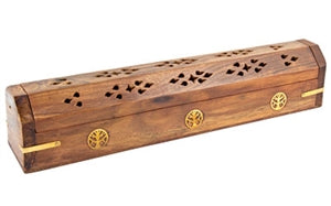 Tree of LIfe Wooden Incense Box Burner - 12"L - Sold as as Set of  2