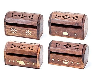 4 Pieces Mini Coffin Box Burner Set for Cone - 3"L