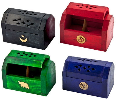 4 Pieces Assorted Color Mini Coffin Box Burner Set for Cone - 3.5"L