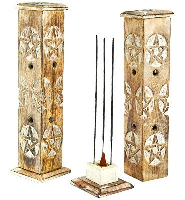 Pentacle Wooden Tower Sticks/Cone Burner - 12"H - Sold as as Set of  2