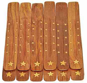Star Wooden Incense Burner 10"L  (12 pieces)