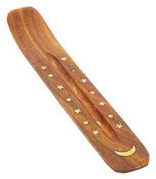 Moon Wooden Incense Boat Burner - 10"L
