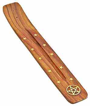 Pentacle Wooden Incense Burner 10"L