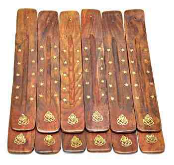 Ganesh Wooden Incense Burner 10"L (12 pieces)