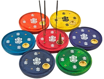 7 Pieces Chakra Lord Ganesh Cone & Sticks Plate Burner Set - 4"D