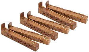 6 Pieces Flip Tip Wooden Incense Box Burner Set - 12"L