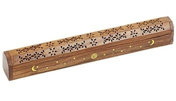 Carved Jumbo Wooden Incense Box Burner - 18"L