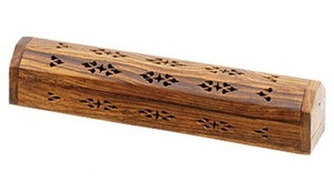 Wooden Incense Box Burner Plain Carved 12"L - Sold as as Set of  2