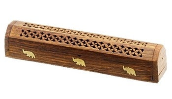 Elephant Wooden Incense Box Burner - 12"L - Sold as as Set of  2