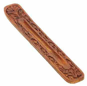 Wooden Incense Boat Burner Carved 10"L (12 pieces)