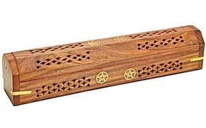 Pentacle Wooden Coffin Box Burner - 12"L - Sold as as Set of  2