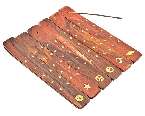 Assorted Wooden Incense Burner 10"L (12 Pieces)