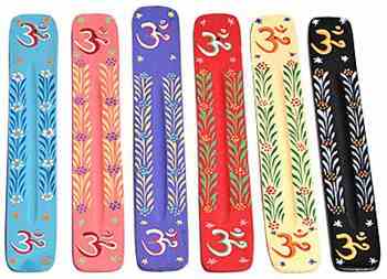 Om Wooden Incense Burner 10"L (6 pieces)