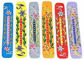 Floral Wooden Incense Burner 10"L (6 Pieces)