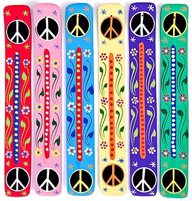 Peace Sign Wooden Incense Burner - 10"L (6 pieces)