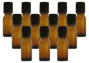 10 ml Amber Glass Essential Oil Bottles with Euro Dropper & Tamper Evident Caps Set of 12