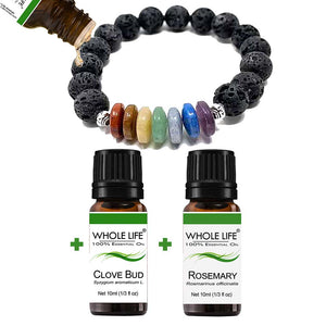 Essential Oil Chakra Lava Stone Bracelet with Rondells 10mm with 2 Essential Oils
