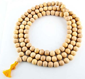 108-beads White Kadam Wood Prayer Mala - 16mm
